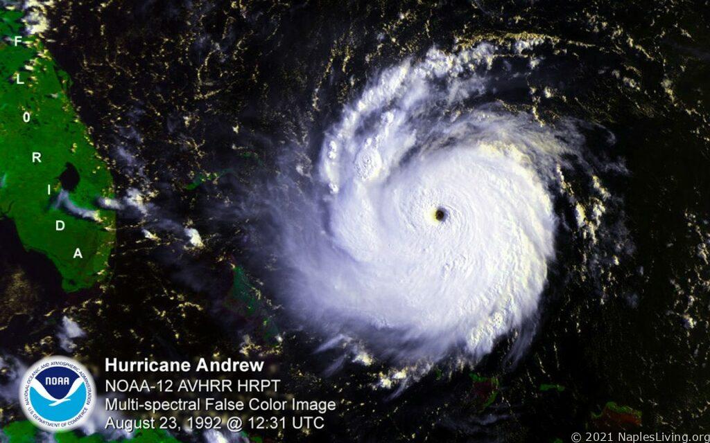 Hurricane Andrew in August 1992 heading to Florida - Satellite Image